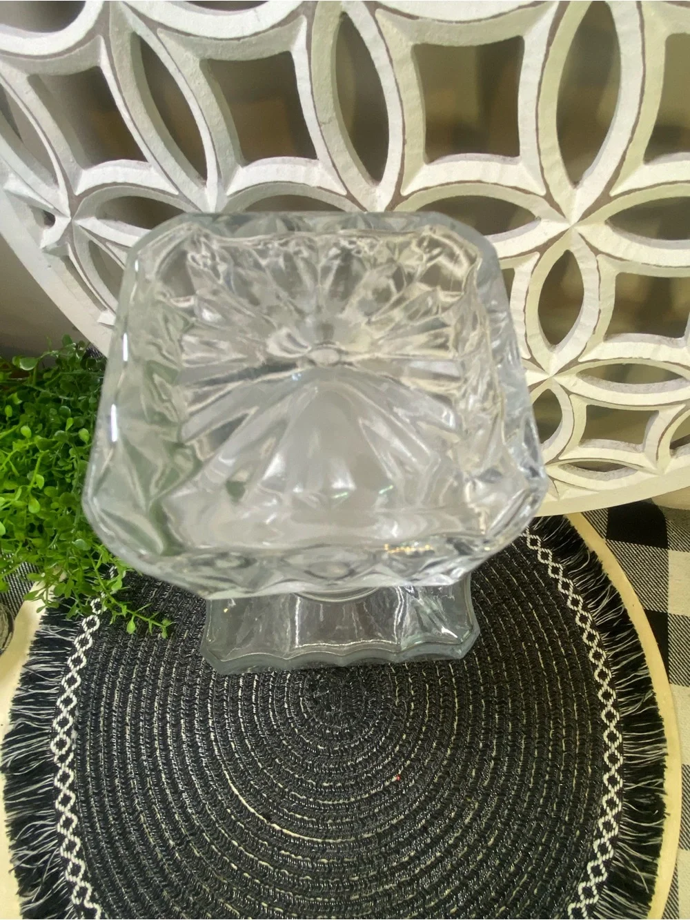 Vintage Bormioli Rocco Square Decanter With Square Topper 32oz & 9‎ 1/2